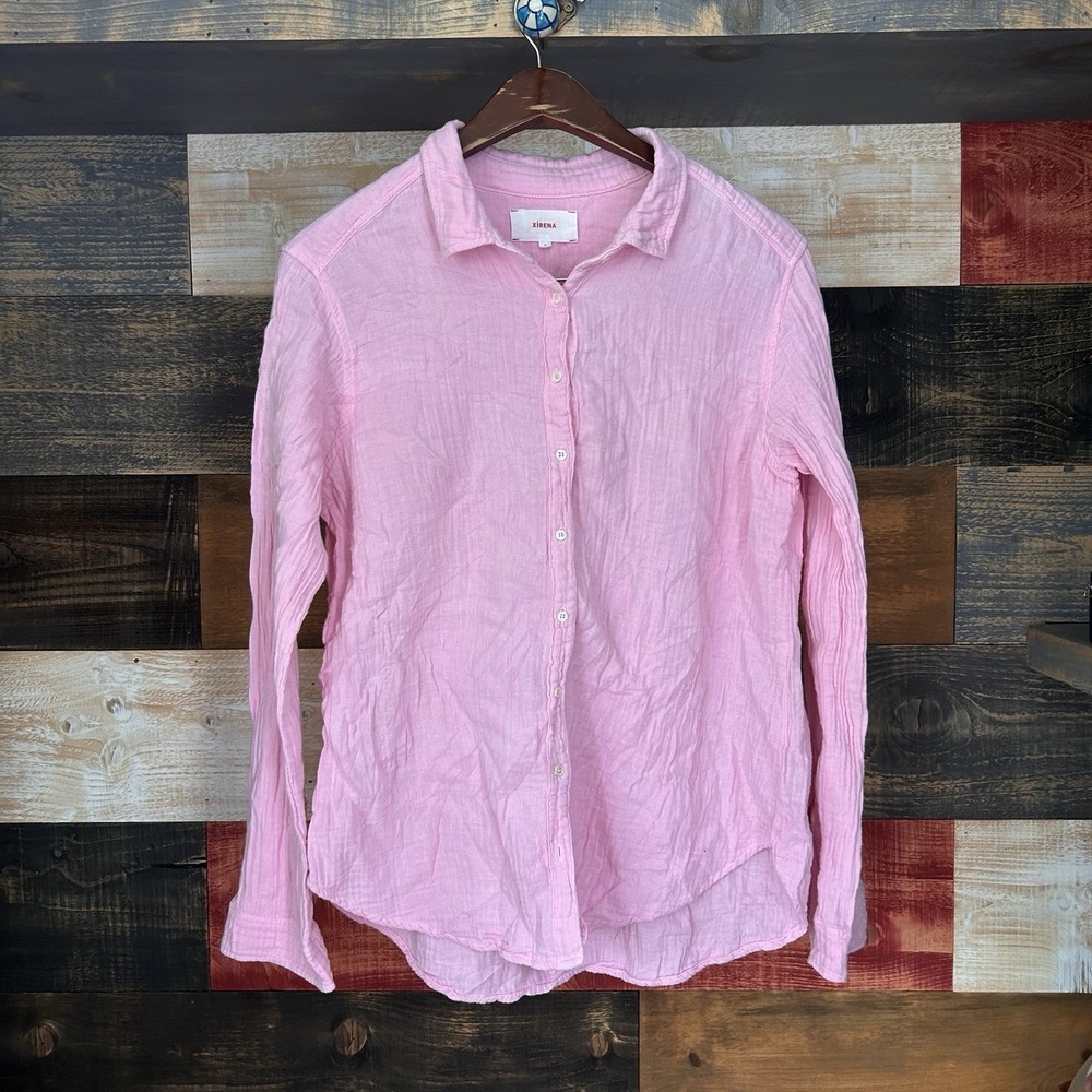 Xirena Beau Pink Cotton Gauze Button Down Blouse Shirt Small Womens